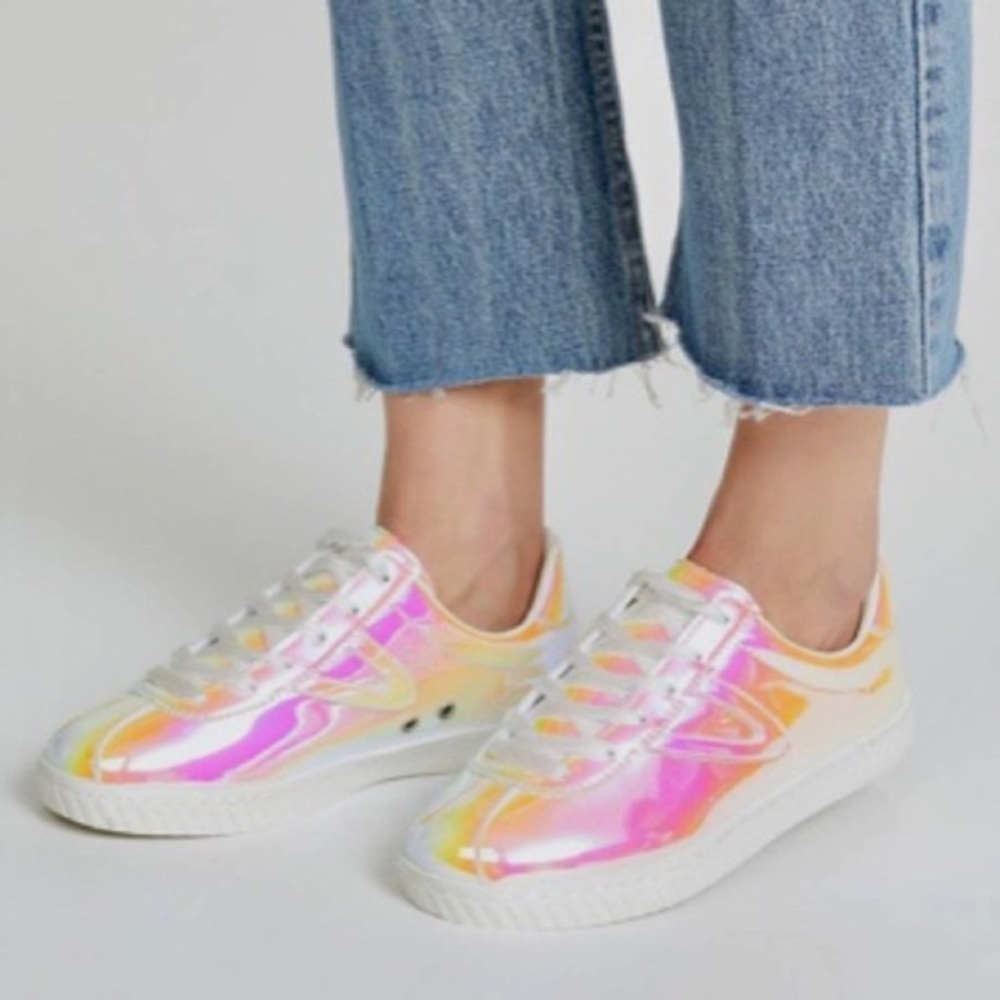 Jcrew exclusive iridescent tretorn sneakers